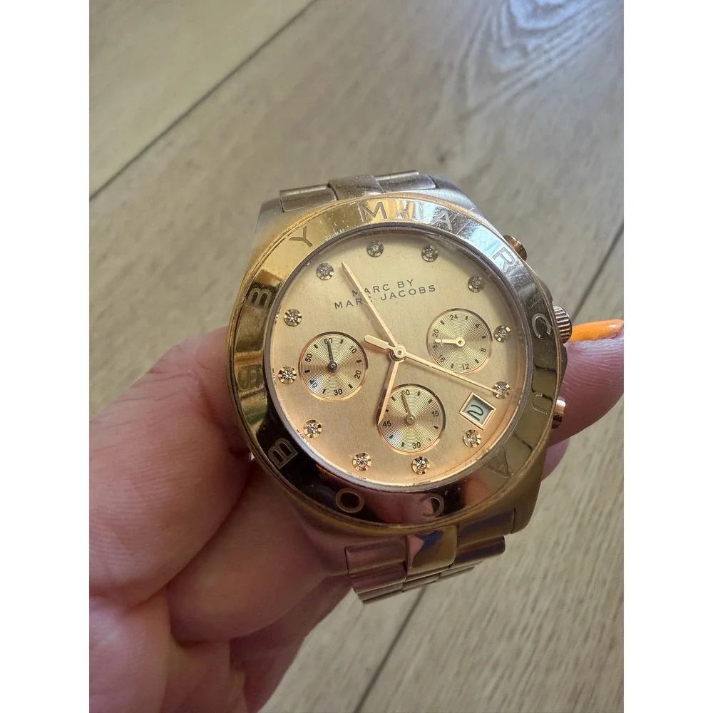 Marc by Marc Jacobs Rose‎ Gold Rock Chronograph Watch Crystal MBM3156 Stainless